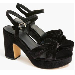 J. Crew Factory Velvet Platform Heels Black Size 8.5M NIB